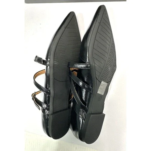 Womens Black Pointed Toe Strappy Flats Buckle Ballet Shoes Size EU 42 - Picture 5 of 5